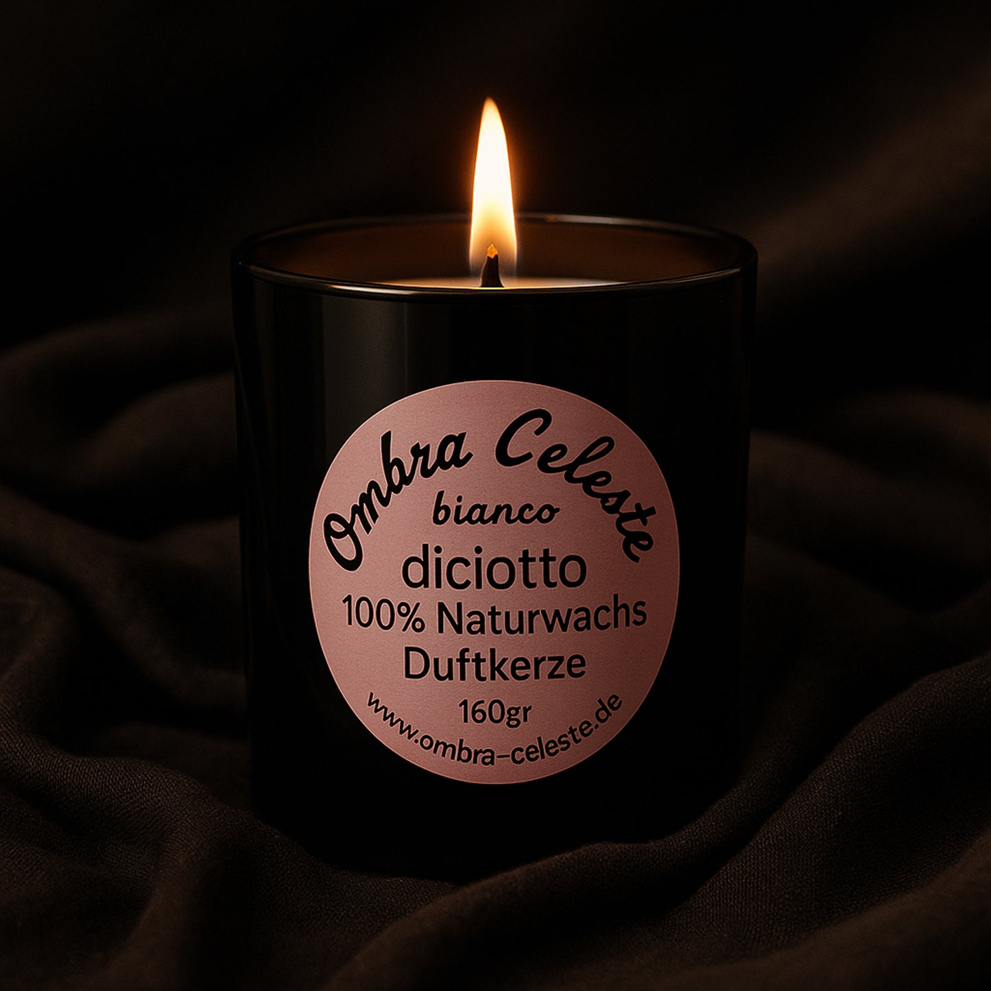 Ombra Celeste diciotto – Manufakturkerze mit Himbeere und warmen Holznoten