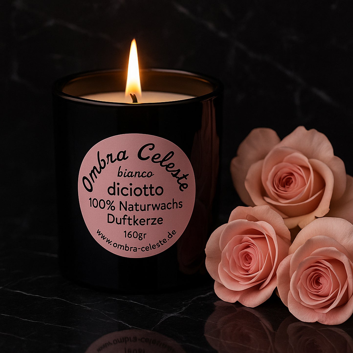 diciotto von Ombra Celeste – natürliche Duftkerze mit edlem Glasdesign