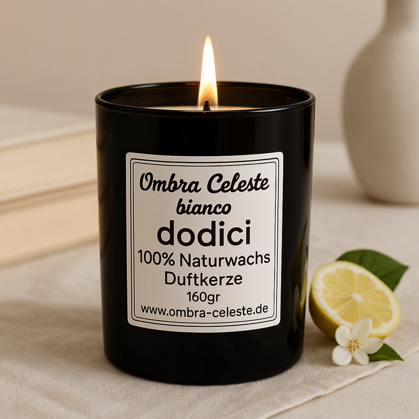 Ombra Celeste Duftkerze dodici bianco - Bergamotte, Jasmin, Ylang-Ylang, Amber - vegan
