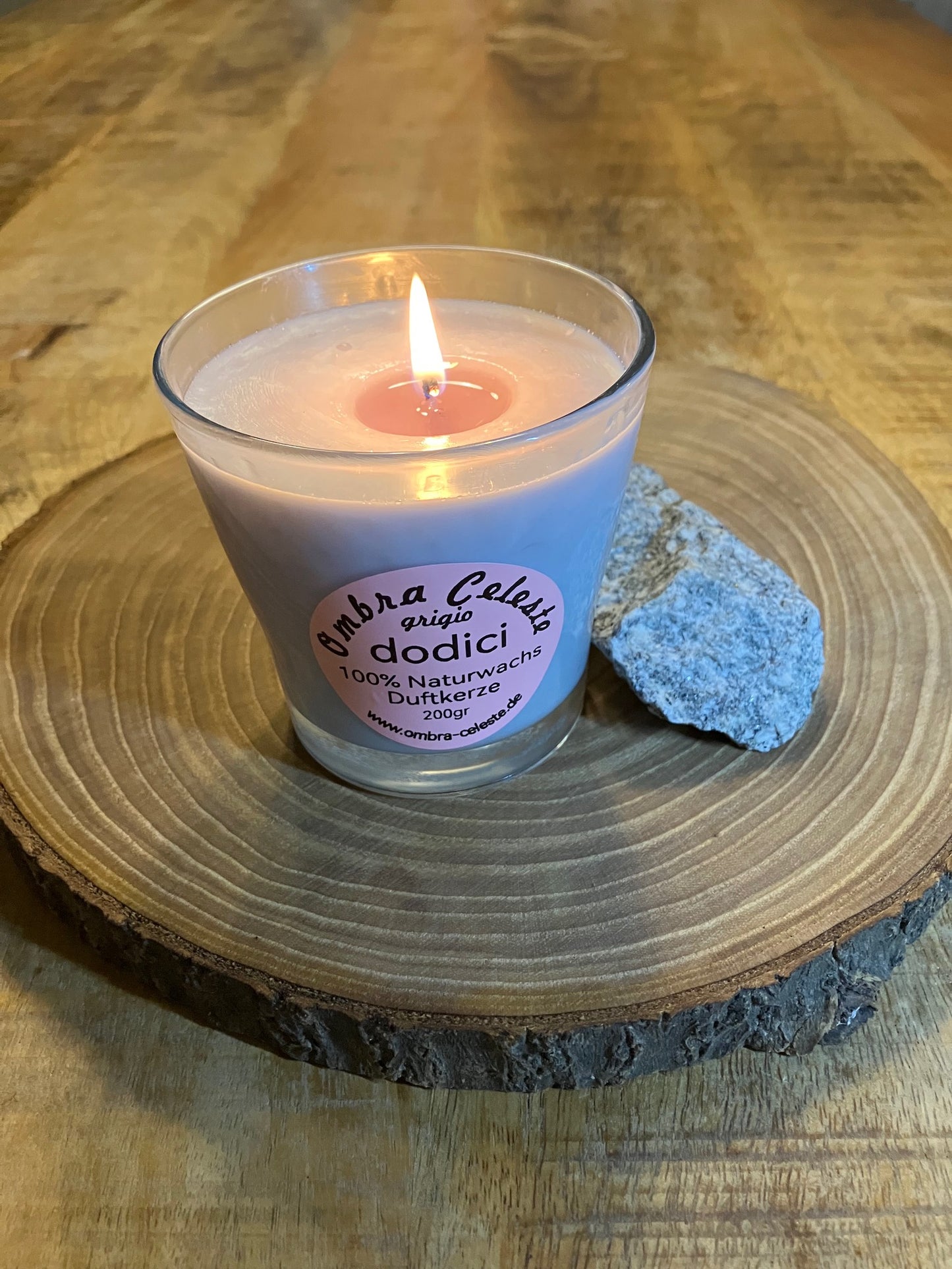 Ombra Celeste Sojawachskerze dodici grigio 200 Duftkerze 100% Naturwachs & Vegan, Bergamotte, Jasmin, Ylang-Ylang, Amber