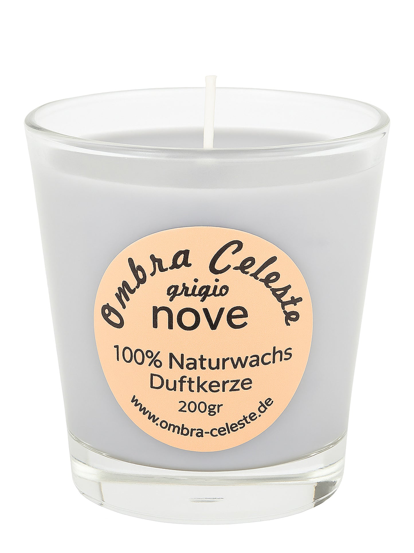 Ombra Celeste nove grigio – handgegossene Duftkerze aus Naturwachs, 200 gr