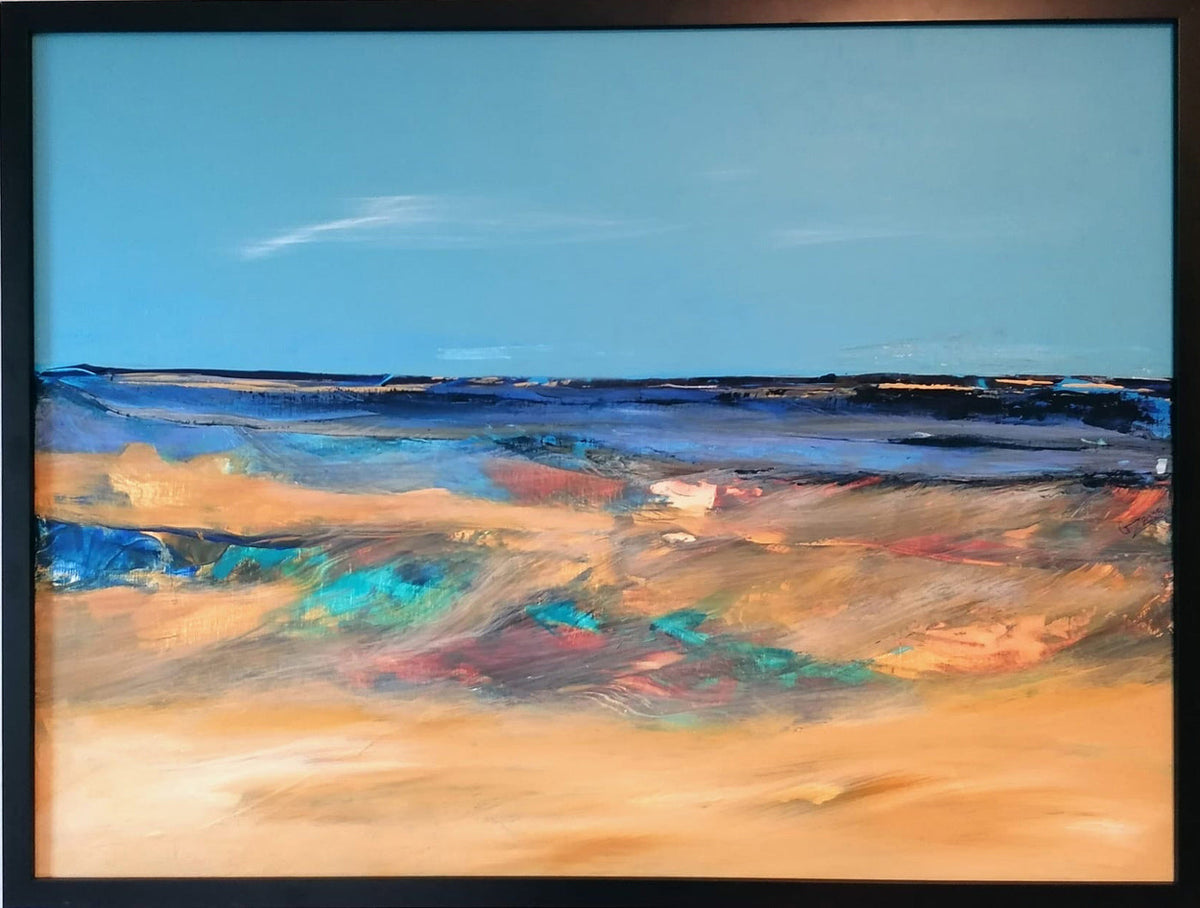 Gemälde „Stilles Skagen“ von Gerd Zimmermann – ruhige Dünen- und Meereslandschaft in Blau- und Sandtönen, lichtvoll, atmosphärisch, still.