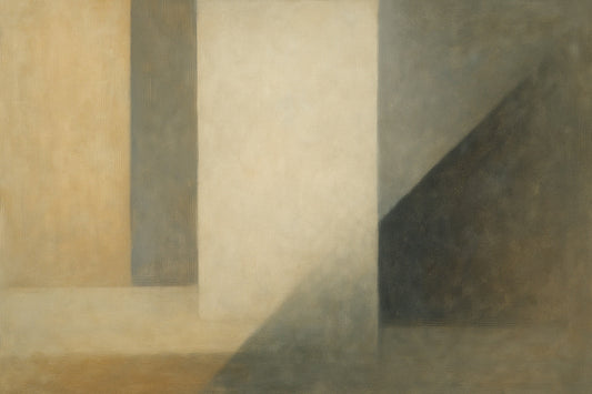 Abstrakte Öl- bzw. Acrylstruktur in warmen Beige-, Creme- und Sandtönen; dynamische, weiche Mischflächen mit dezenten Pinselspuren und subtilen hellen Akzenten, die eine ruhige, edle, natürliche Textur erzeugen.