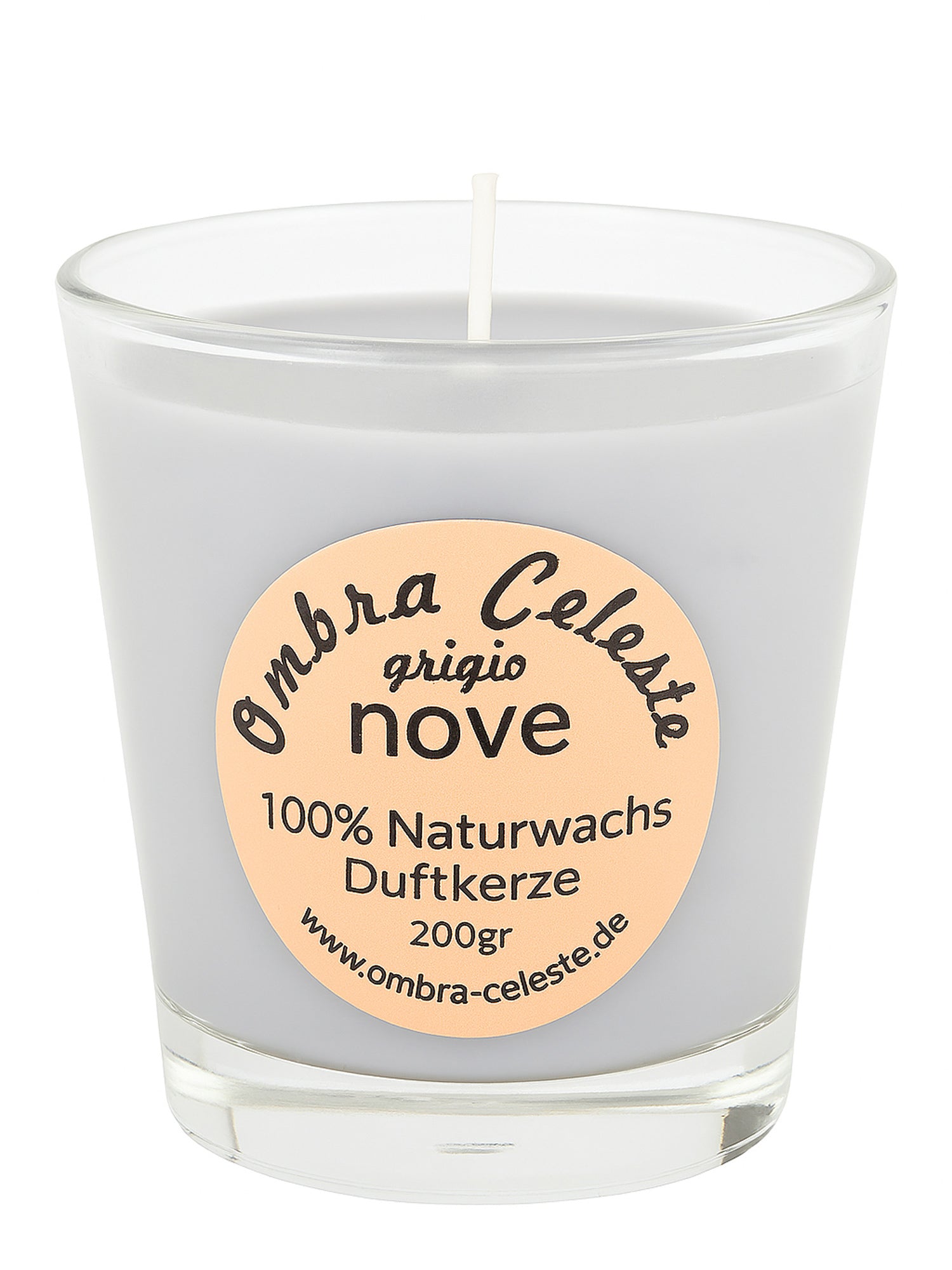  Ombra Celeste nove grigio – handgegossene Duftkerze aus Naturwachs, 200 gr